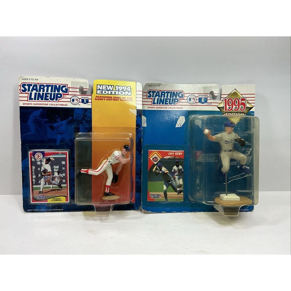 Vtg Starting Lineup MLB Baseball Figures W/ Cards Roger Clemens & Jeff Kent